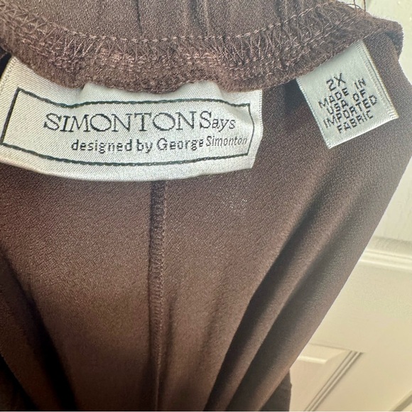 NWOT. SIMONTON SAYS 2X dark brown pants with elastic waist band. Pull on pants - Picture 10 of 10